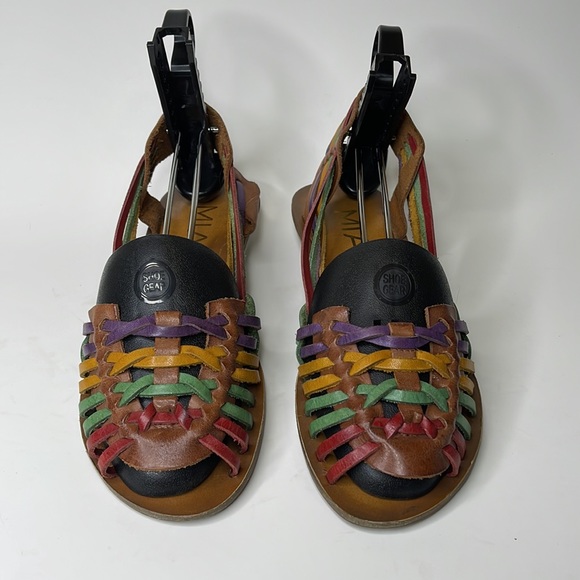 MIA Colorful Multicolor Leather Huarache Boho Bohemian Hippie Gypsy Sandals 7 - Picture 2 of 9